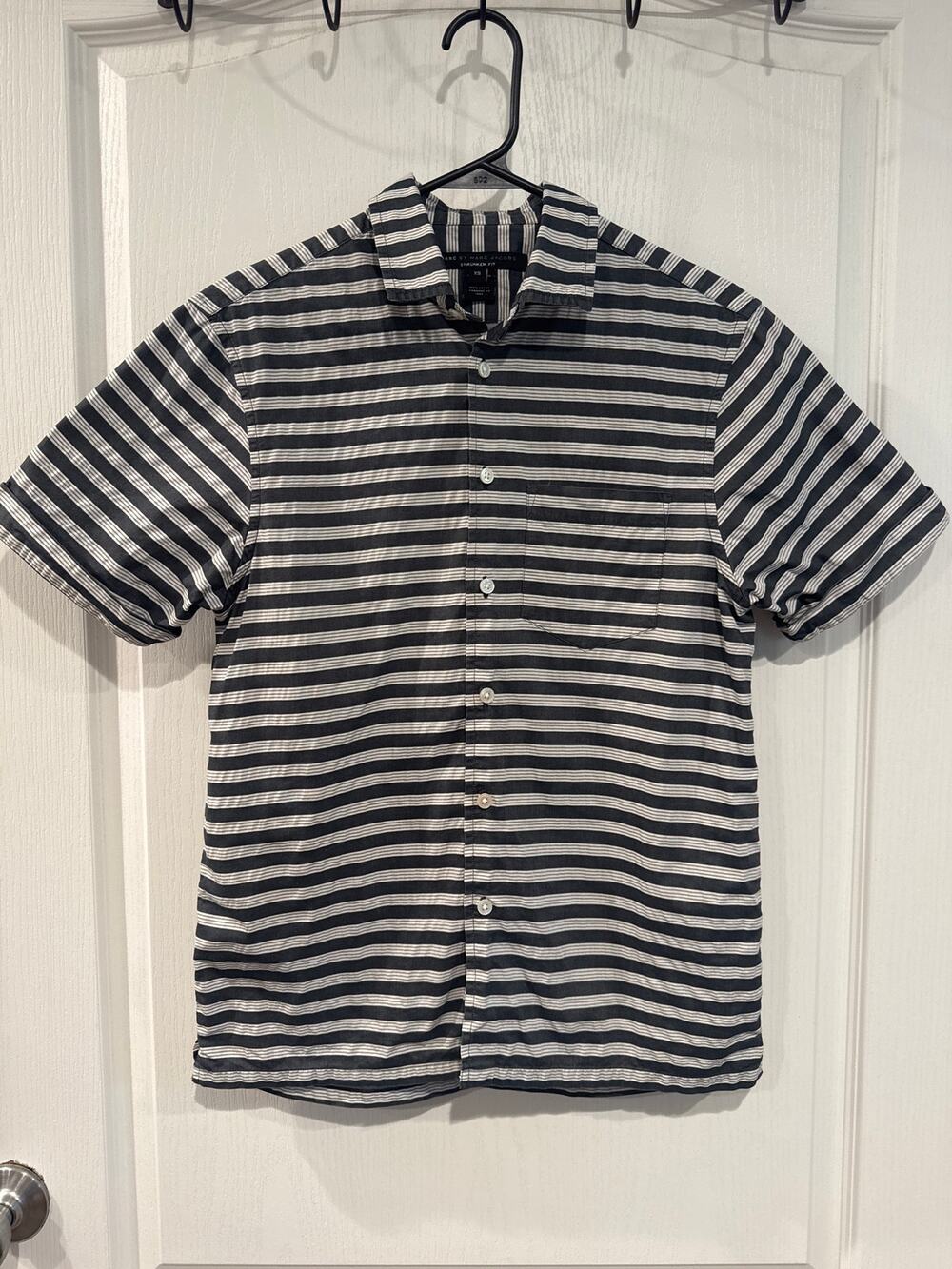 Marc by Marc Jacobs Shrunken Fit Shirt Mens XS Striped Short Sleeve Cotton
